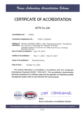 KOLAS Certificate Of Qualification